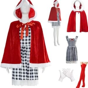 Red and White Hooded Cape Ladies Costume Women’s Size Small New!